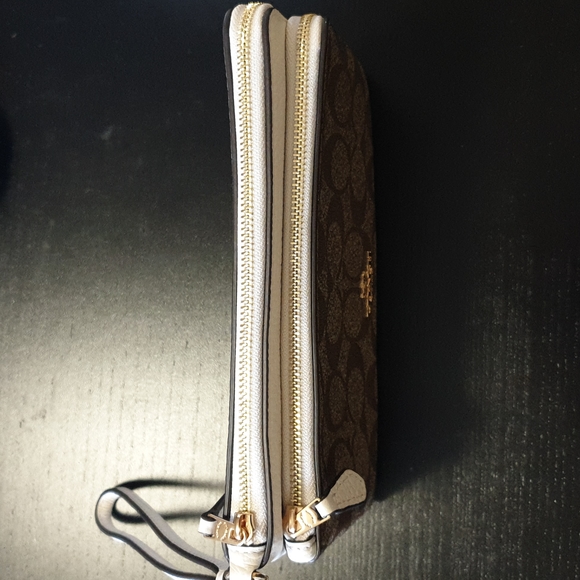 Coach double zip wallet/wristlet in signature canvas - Picture 3 of 8